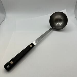 Vintage FLINT Arrowhead Stainless Ladle Black Handle 12" Kitchen Utensil USA